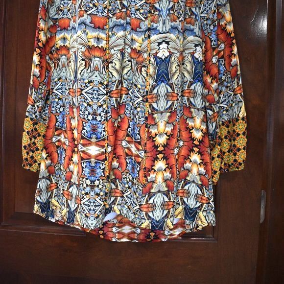 Olive Hill Boho Blouse Size Medium Long Sleeve Colorful Flowy Top Festival - Picture 3 of 16